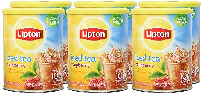 Lipton Iced Tea Mix, Raspberry, Makes 10 Quarts (Pack of 6)