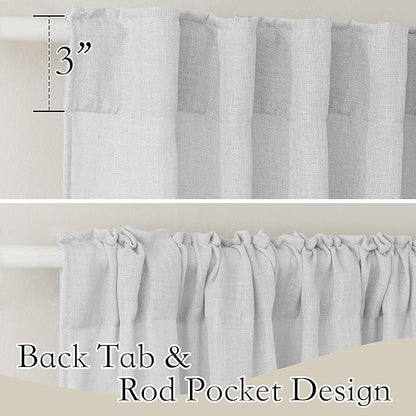 RYB HOME Semi Sheer Curtains 102 inches Long, Light Filtering Privacy Natural Farmhouse Linen Texture Drapes for Living Room Bedroom Dining Room, W 52 x L 102 inches, Dove Grey, 2 Panels