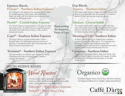 Caffe D'arte Fabriano Wood Roast Reserve Whole Bean Espresso Coffee, 5 Pounds