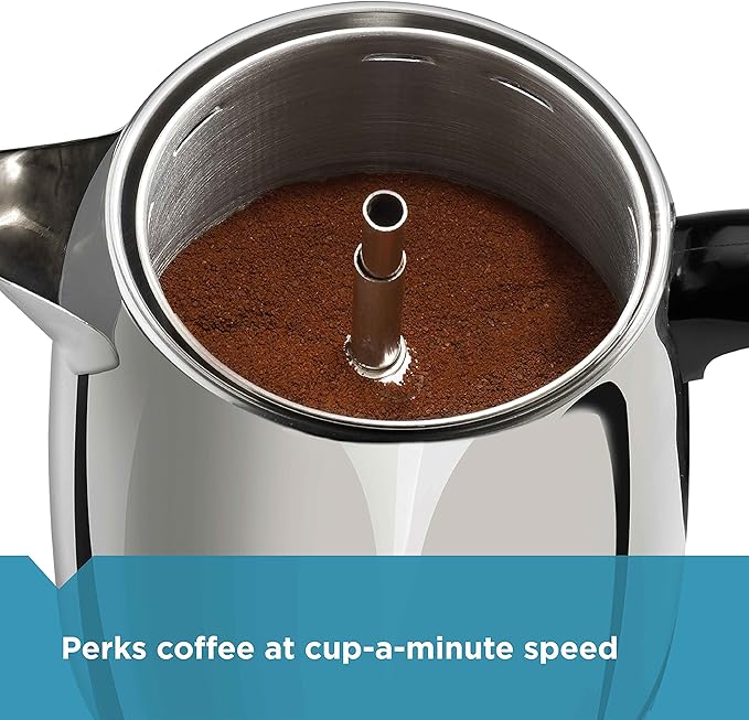 Farberware 8-Cup, Black Percolator, Stainless Steel, FCP280