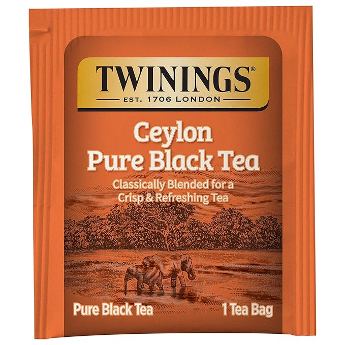 Twinings Ceylon Pure Black Tea Individually Wrapped Bags, 20 Count (Pack of 6), formerly Ceylon Orange Pekoe, Crisp, Refreshing, Caffeinated, Enjoy Hot or Iced | Packaging May Vary