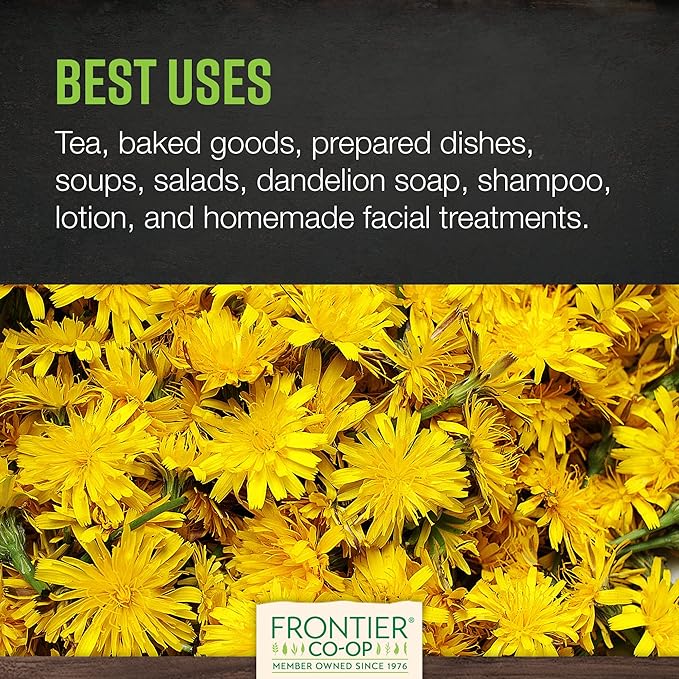 Frontier Co-op Organic Cut and Sifted Dandelion Leaf 1lb - Dried for Loose Tea, Caffeine-Free Coffee Alternative, or Powder Supplement Capsules