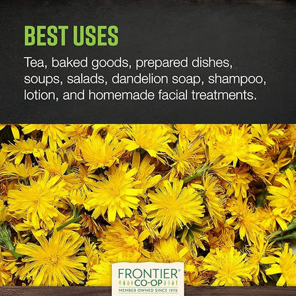 Frontier Co-op Organic Cut and Sifted Dandelion Leaf 1lb - Dried for Loose Tea, Caffeine-Free Coffee Alternative, or Powder Supplement Capsules