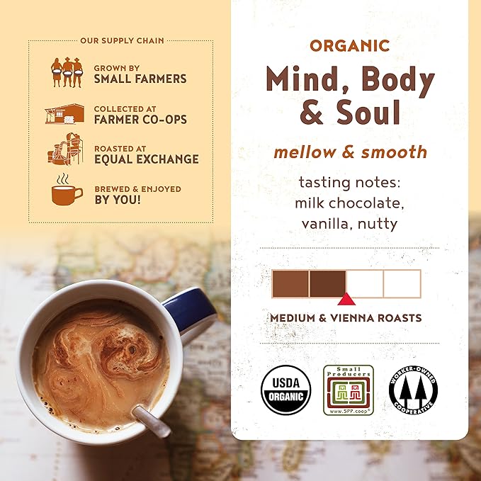 Equal Exchange Organic Coffee, Mind Body Soul, Ground,12 Ounce (Pack of 3)