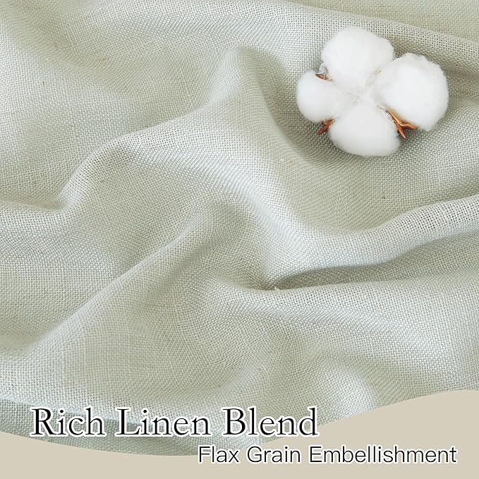 RYB HOME Linen Sheer Curtains for Window Treatments, Light Filtering Privacy Modern Flax Linen Texture Drapes for Dining Room Home Office Bedroom, W 70 x L 84 inches, Sage Green, 2 Panels