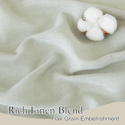 RYB HOME Linen Sheer Curtains for Window Treatments, Light Filtering Privacy Modern Flax Linen Texture Drapes for Dining Room Home Office Bedroom, W 70 x L 84 inches, Sage Green, 2 Panels